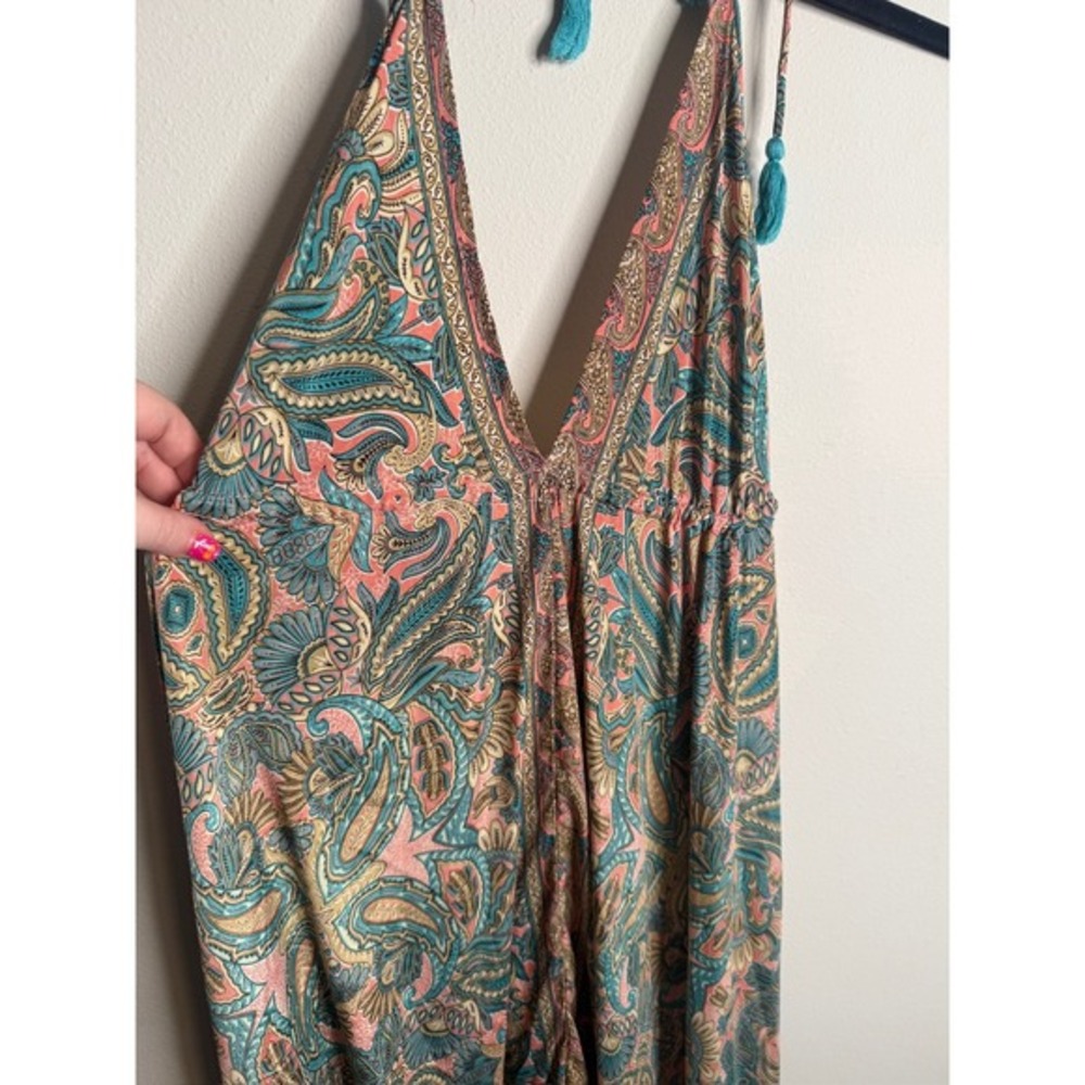 Guru Paisley Maxi Dress‎ Halter Neck Open Back Strappy Tassel Boho Resortwear